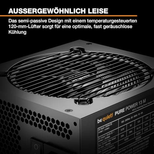 be quiet! Pure Power 13 M 650W Netzteil, 80 Plus® Gold Effizienz, ATX 3.1-Netzteil, für PCIe 5.1 GPUs, 120mm be quiet! Lüfter, semi-passiver Betrieb möglich, LLC-Technologie, Single-Rail Bild 4