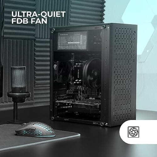 Mars Gaming MC-1000, Kompaktes MicroATX-Gehäuse, Metall-Mesh-Frontdesign, Volles Seitenfenster, 1x Ultra-Silent FDB 80mm Lüfter, Schwarz Bild 6