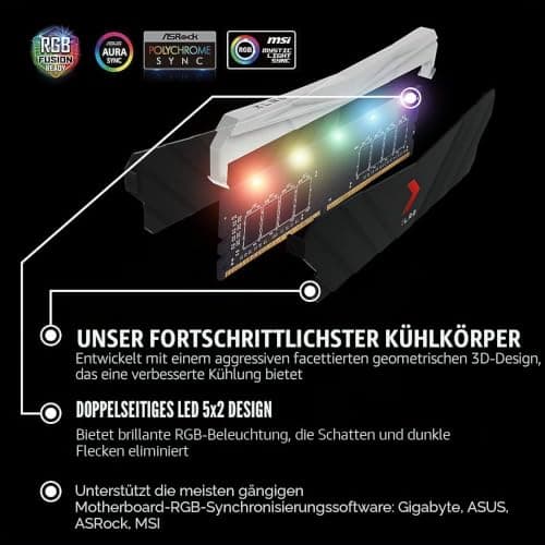 PNY XLR8 Gaming Epic 32GB (2x16GB) Desktop Memory Dual Pack XLR8 RGB DDR4 3200 MHz Schwarz Bild 6