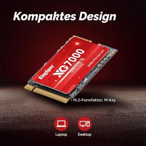 KingSpec XG7000-2242 1TB SSD M.2 2242 NVMe PCIe 4.0, M2 SSD Gen 4x4 – Bis zu 7200 MB/s sequentielle Lesegeschwindigkeit, 3D NAND TLC Kompatibel mit Desktop/Laptops/Legion Go Bild 6