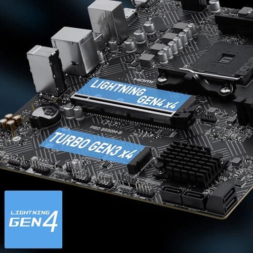 MSI PRO B550M-B Mainboard, mATX - Unterstützt AMD Ryzen 5000/5000 G-Series, 4000 G-Series, 3000/3000 G-Series Desktop Prozessoren, AM4 - DDR4 Memory Boost (bis zu 4600+ MT/s OC), PCIe 4.0 x16, M.2 Bild 8
