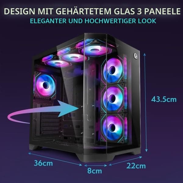 Vibox IX-554 Gaming PC • AMD Ryzen 7 9800X3D 8-Kern • Nvidia RTX 5070 12GB • 32GB RAM • 1TB SSD • Windows 11 • WLAN 6 + Bluetooth 5.4 • Noir RTX 5070 Schwarz Bild 6