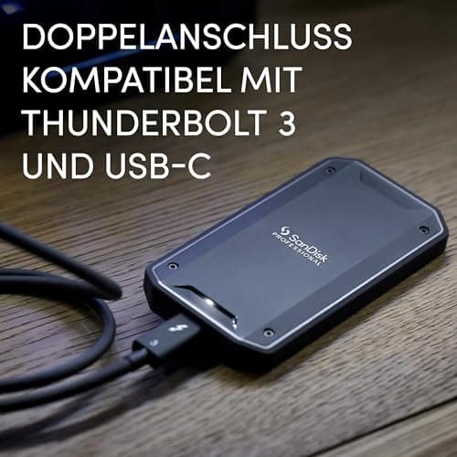 SanDisk PROFESSIONAL PRO-G40 SSD 4 TB (mobile SSD, exFAT formatiert, robuste NVMe SSD mit Thunderbolt 3, USB-C, bis zu 3.000 MB/s Lesen, IP68 Gehäuse, staub- und wasserbeständig) 4 TB PRO-G40 SSD (exFAT) Bild 6
