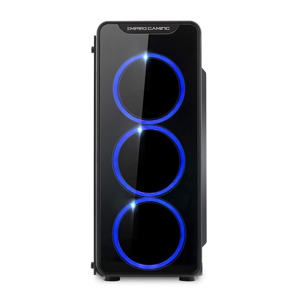 EMPIRE GAMING Warmachine - Gamer-PC-Gehäuse – Mittelgroßer ATX Gehäuseturm - 4 Geräuschlose Lüfter - LED-RGB-Dual-Ring: Rückbeleuchtung mit 11 Modi - Front und Seite aus Vorgespanntem Glas Bild 5