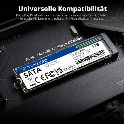 Timetec 1TB SSD 3D NAND SATA III 6 Gb/s M.2 2280 NGFF 512 TBW Lesegeschwindigkeit bis zu 550 MB/s SLC-Cache Leistungssteigerung Internes Solid-State-Laufwerk für PC, Computer, Laptop und Desktop Bild 6