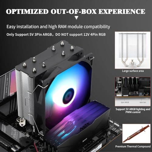 TR AssassinX120 SE ARGB CPU-Luftkühler, 4 Heatpipes, TL-C12C-S PWM Leiser Lüfter CPU-Kühler mit S-FDB-Lager, für AMD AM4 AM5/Intel 1150/1151/1200/1700 Bild 6