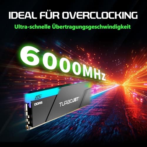 AGI UD858 TURBOJET RGB DDR5 32GB (2x16GB) DDR5 6000MHz CL30, 288-Pin UDIMM PC-Speicher RAM, kompatibel mit AMD EXPO und Intel XMP – Schwarz Bild 6