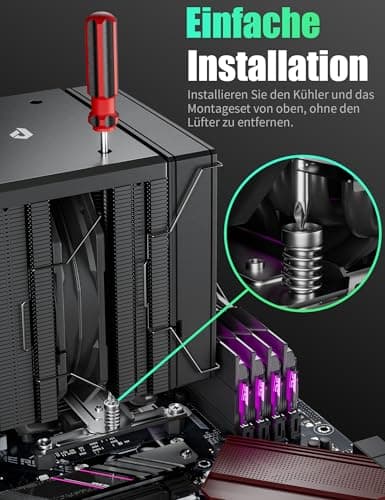 upHere gaming ARGB CPU Cooler,Dual Tower 6 Heat Pipes CPU Kühler,120MM RGB Lüfter,Ohne Entfernen des Lüfters zu Installieren den CPU Kühler,für AMD AM4 AM5/Intel 2011/2066 (X79/X99),PC Kühler,UE2KC6 UE2KC6-Schwarz 5V ARGB Bild 8