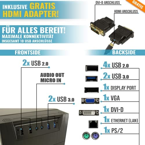 GREED® Ultra 7 - Schneller PC mit Intel Core i7 - Leiser Computer + Rechner für Büro & Home Office mit 4,0 GHZ, 16GB DDR4 RAM/Arbeitsspeicher - 1TB SSD + 1TB HDD - DVD+RW - WLAN - inkl Win 11 Pro GREED Ultra-7 Bild 4