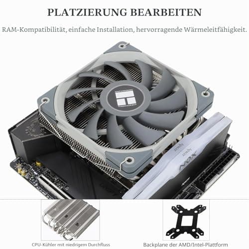 TR AXP120-X67 Low-Profile-CPU-Luftkühler mit 120mm TL-C12015 PWM Lüfter, 6 Heatpipes, 67mm Höhe, für AMD AM4 AM5/Intel 1700/1150/1151/1155/1200/2011 Bild 8