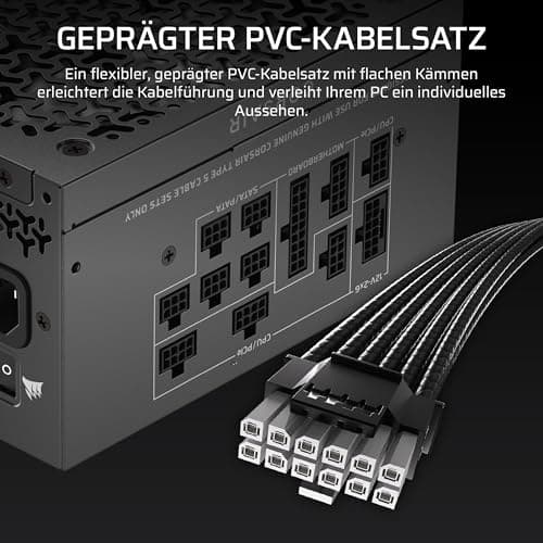 CORSAIR RM1000x Shift (2025) Vollmodulares ATX-Netzteil – Modulare Seitenschnittstelle, 12-V-2x6-Kabel, ATX 3.1 und PCIe 5.1, Lüftergeschwindigkeit, 105°C-Kondensatoren, Cybenetics Gold – Schwarz 1000w Bild 8