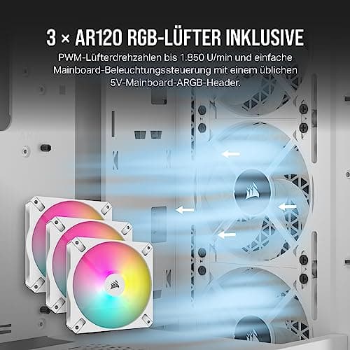 Case Pc - Corsair - 3000d Rgb Airflow - MiD-Tower Atx - 3 Ventole Ar120 Rgb - Bianco - (cC-9011256-Ww) 3000D RGB AIRFLOW Weiß Bild 8