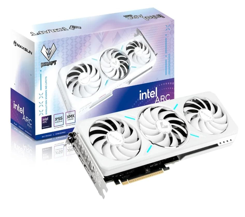 WEELIAO MAXSUN Intel Arc B580 12G iCraft White Grafikkarte, 2670 ~ 2850 MHz Grafikkarte, 12 GB 192-Bit GDDR6, PCIE4.0, 1 HDMI2.1a, 3 DP2.1, 3 Lüfter