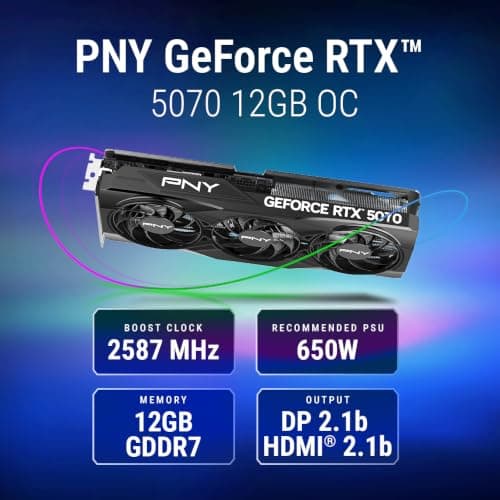 PNY GeForce RTX™ 5070 12GB OC Triple Fan Grafikkarte DLSS 4 VCG507012TFXPB1-O OCTriple Fan Bild 3