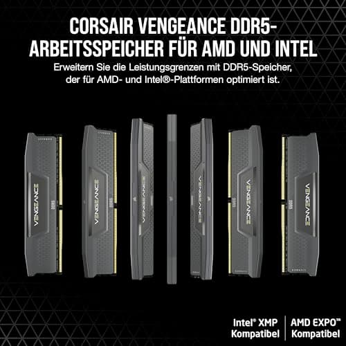 CORSAIR Vengeance DDR5 RAM 32GB (2x16GB) 6000MHz CL30-36-36-76 1.40V AMD Expo Intel XMP 3.0 Desktop-Arbeitsspeicher – Grau (CMK32GX5M2B6000Z30) Bild 3