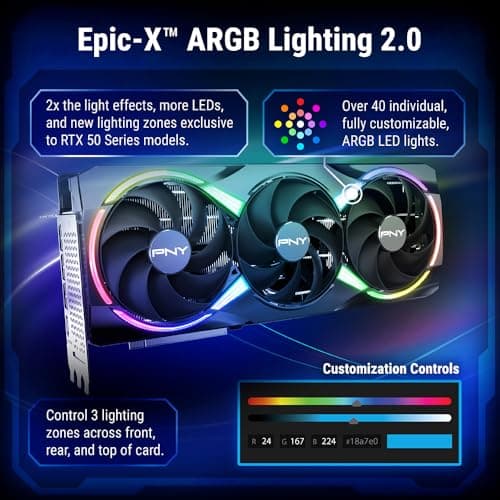 PNY GeForce RTX™ 5080 16GB ARGB OC Triple Fan Grafikkarte DLSS 4 Bild 6