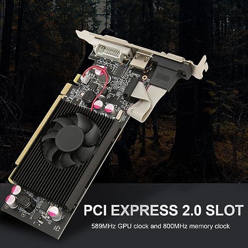 VBESTLIFE GT210-Grafikkarte, 1 GB DDR2 64 Bit 589 MHz Grafikkarte, PCI Express 2.0 PC-Gaming-Grafikkarte mit Lüfter (GT210 1 GB DDR2 64 Bit) Bild 4