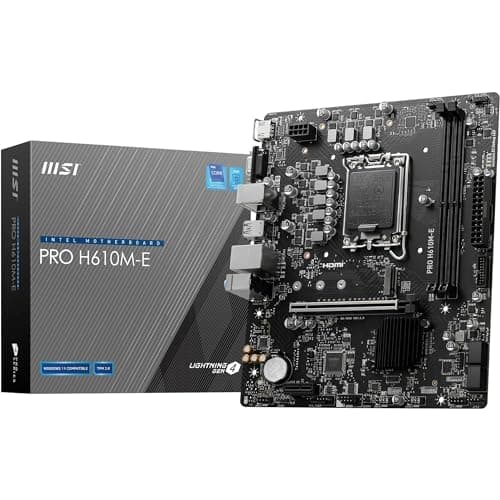 MSI PRO H610M-E Motherboard, Micro-ATX - Unterstützt Intel Core Prozessoren der 12. und 13. Generation, LGA 1700 - DDR5 Memory Boost 5600MHz/MAX, PCIe 4.0 x16 Slot, M.2 Gen3 Slot