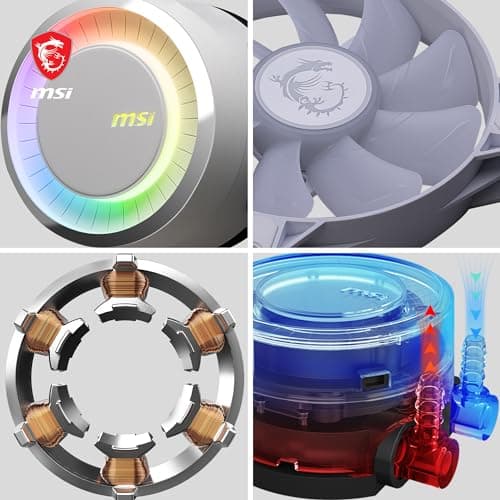 MSI MAG CORELIQUID E240 white AIO CPU Wasserkühlung - Vergrößerte Kupferkühlplatte, ARGB Blockhead, Zweikammer-Wasserblock, Split-Flow Radiator, Mystic Light - AMD & Intel Kompatibel Bild 8