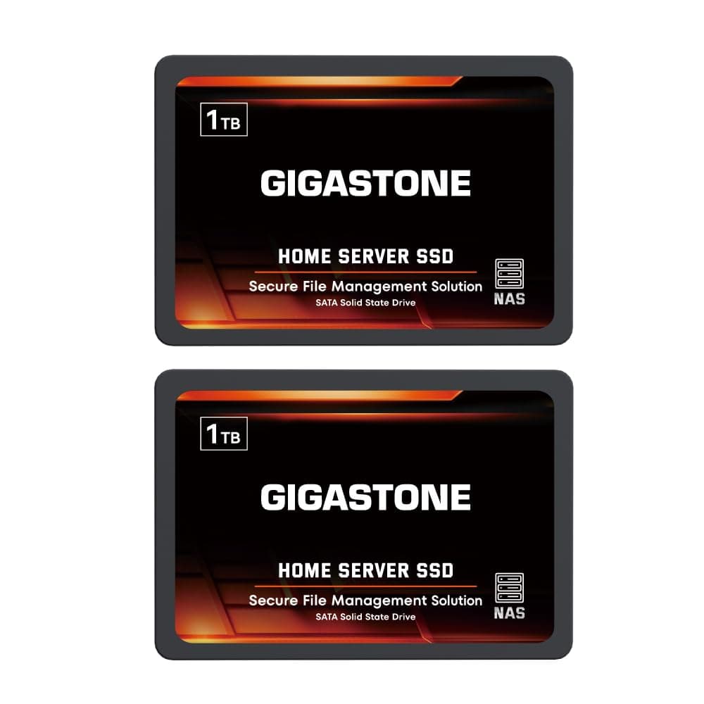 Gigastone Home NAS SSD 1TB (2er-Pack) 24/7 Dauerhaft TLC Hohe Dauerhaltbarkeit Persönlicher Server Cloud Datenspeicher RAID 3D NAND 2,5 Zoll SATA III Interne Solid State Festplatten Home Server 1TBx2