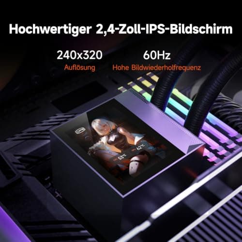CPU-Kühler Flüssigkeitskühler, 360-mm-AIO-Flüssigkeitskühlung, Hochleistungs-Pumpe, 2,4" IPS-Display, CPS ARGB-Wasserkühlung mit leisen F5 R120-mm-Lüftern (DC360 Pro ARGB-Display BK) DC360 Pro ARGB Display BK Bild 4
