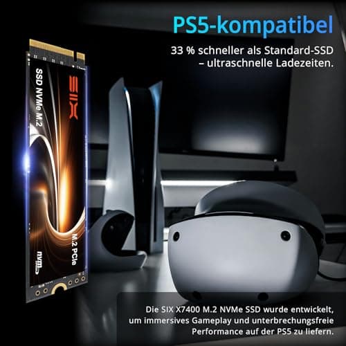 SIX NVME M.2 SSD PCIe 4.0-512G 2280 ssd, Lesen bis zu 7.000MB/s für Gaming PS5 Speichererweiterung mit heatsink, Interne Solid-State-Laufwerk gen 4x4 für Laptop Desktop Bild 7