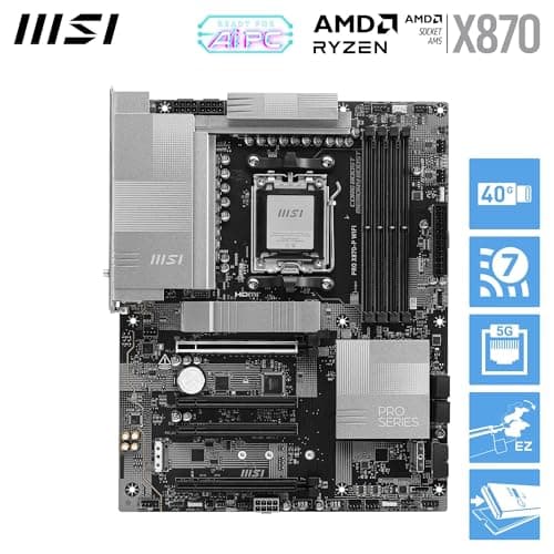 MSI PRO X870-P WiFi Mainboard, ATX - Unterstützt AMD Ryzen 9000/8000/7000 Prozessoren, AM5-60A SPS VR M, DDR5 Memory Boost (8200+ MT/s OC), PCIe 5.0 x16 & 4.0 x16, M.2 Gen5, Wi-Fi 7, 5G LAN Bild 4