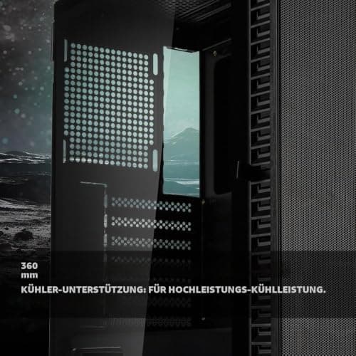Kolink Observatory HF Mesh Core PC-Gehäuse – Schwarz | ATX Midi-Tower mit Mesh-Front & Glas-Seitenteil, Exzellenter Airflow, 360 mm Radiator-Support, Kabelführung Bild 8