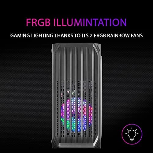 Mars Gaming MC-S2, Gehäuse PC Micro-ATX Ultra-Kompakt, Frontgitter, 2X FRGB-Lüfter, Full Side Window Gaming Gehäuse, Unterstützt Flüssigkeitskühlung bis zu 240mm, Schwarz Bild 6