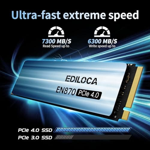 Ediloca EN870 SSD 4TB NVMe SSD M.2 PCIe Gen4, Interne SSD, bis zu 7450 MB/s, 3D NAND TLC, Internes Solid State Drive, dynamischer SLC-Cache, kompatibel mit PS5 und PC 4TB 7450MB/s Bild 4