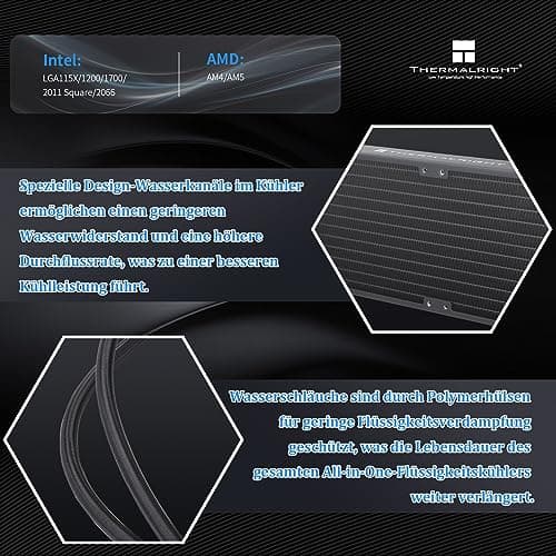 THERMALRIGHT AQUA ELITE 240 V3 Flüssig-CPU-Kühler, Doppel-PWM-ARGB-Lüfter mit S-FDB-Lagern, effiziente PWM-gesteuerte Pumpe, für AMD/AM4/AM5, Intel LGA1150/1151/1200/2011/1700, 120mm, 2.5cm, Desktop AE240 BLACK ARGB V3 Bild 6