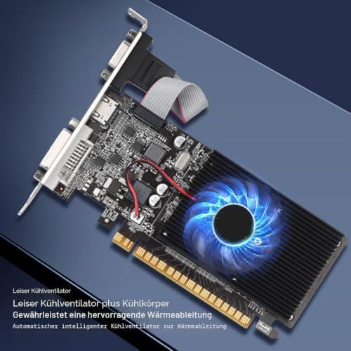 1 GB DDR3-Grafikkarte, 64 Bit 589 MHz 1 GB DDR3-Grafikkarte mit Leisem Lüfter, DVI-VGA-HDMI-Schnittstelle, PCI Express 2.0x16 für Büro und Spiele Bild 6