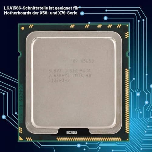 Intel Xeon X5650 Sechskern Prozessor 2.66 GHz 12 MB Cache LGA1366 CPU Offizielle Version, 6 Kerne 12 Threads 95 W, für X58 X79 Server und Workstation Bild 4