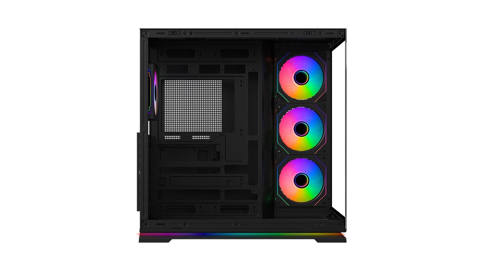 KRUX Atron PC Gehäuse ATX Gaming – Panoramisches gehärtetes Glas, 4X 120 mm ARGB PWM Lüfter, LED ARGB Streifen, USB-C, Airflow, GPU bis 420 mm, Computer Gehäuse Schwarz, Gaming Case Tower Bild 7
