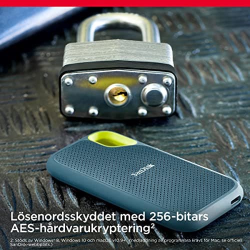 SANDISK Extreme Portable SSD 1TB (up to 1050 MB/s read, 1,000MB/s write, USB-C, NVMe Solid State Performance, IP65 rated for dust and water resistance, Updated Firmware) Monterey 1050MB/s 1 TB Bild 3