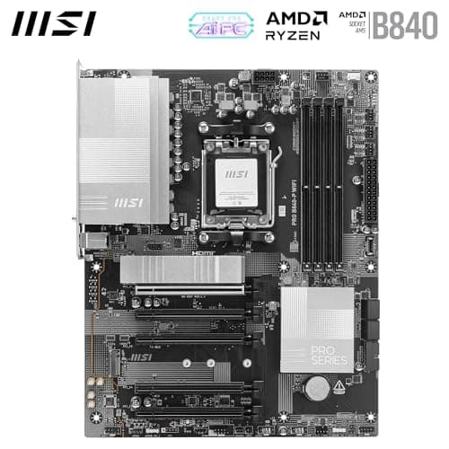 MSI PRO B840-P WiFi Mainboard, ATX - Unterstützt AMD Ryzen 9000/8000 / 7000 Prozessoren, AM5 - DDR5 Memory Boost (8000+ MT/s OC), PCIe 4.0 x16, M.2 Gen4, Wi-Fi 7, 2.5G LAN Bild 4