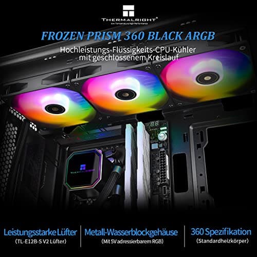 Thermalright Frozen Prism 360 Schwarz ARGB Liquid CPU Wasserkühler mit 3x120mm ARGB PWM Lüfter,Computer Wasserkühler für AM4/AM5, Intel lga1700/1851/1150/1151/1200 Bild 4