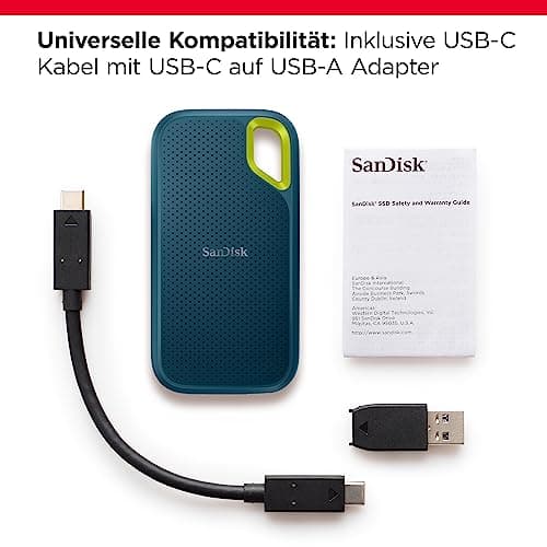 SANDISK Extreme Portable SSD 1TB (up to 1050 MB/s read, 1,000MB/s write, USB-C, NVMe Solid State Performance, IP65 rated for dust and water resistance, Updated Firmware) Monterey 1050MB/s 1 TB Bild 7