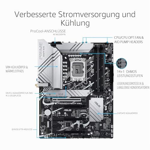 ASUS Prime Z790-P WiFi Gaming Mainboard Sockel Intel LGA1700 (ATX, PCIe 5.0, DDR5 Speicher, 3X M.2, WiFi 6, HDMI, DisplayPort, Aura Sync) Bild 4