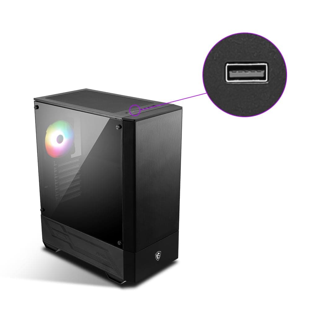 MSI MAG Forge 110R Mid-Tower ATX Gehäuse (2X USB 3.0 Anschluss, 1x 120mm A-RGB Fan im Lieferumfang, schwarz, RGB) Bild 7