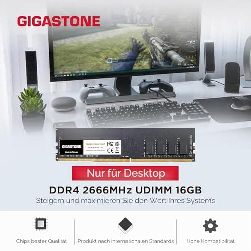 [DDR4 RAM] Gigastone Desktop RAM 32GB (2x16GB) DDR4 Ram 32GB DDR4-2666MHz PC4-21300 CL19 1.2V UDIMM 288 Pin/Polig Ungepuffert Nicht-ECC Computer Speicher RAM (Nur PC-Desktop) 32GB (2x16GB) 2 Pack DDR4 2666MHz für Desktop Bild 4
