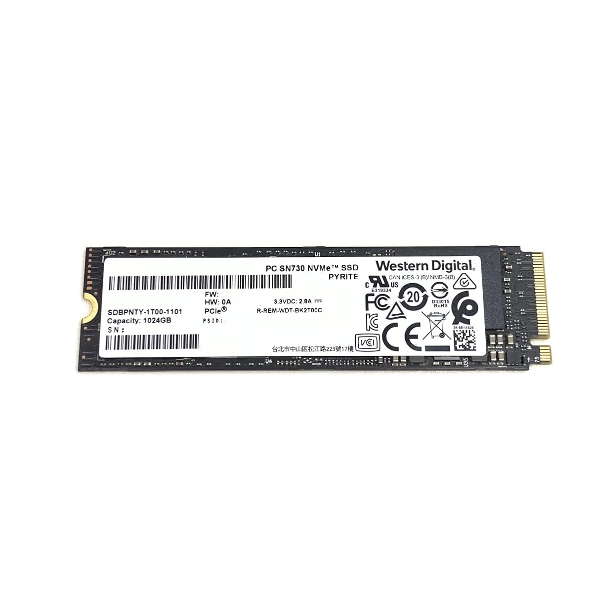Western Digital 1 TB SSD PC SN730 NVMe PCIe Gen3 x4 M.2 2280 SDBPNTY-1T00 WD Solid State Drive