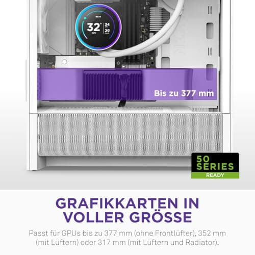 NZXT H3 Flow – Micro-ATX PC-Gehäuse – Optimierter Luftstrom – Inklusive 1 x 120mm Lüfter hinten – Unterstützt Full-Size-GPUs – Passend für 280mm Front, 240mm Top Radiator – Weiß Weiß Flow Bild 8