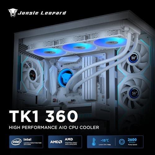 TZMRIT TK1 Farbiges Licht Aio Wasserkühlung CPU Kühler 800-1800RPM PWM Lüfter,Für LGA115X/1200/1700/1366/2011/2066,Für FM2/FM2+/AM3+/AM4/AM5 (240 Black) Bild 6