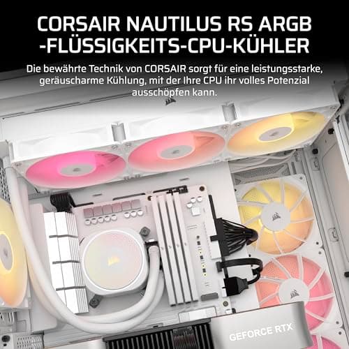 Corsair Nautilus 360 RS ARGB CPU-Flüssigkeitskühler – 360mm AIO – Geräuscharm – Direkter Mainboard-Anschluss – Intel LGA 1851/1700, AMD AM5/AM4 – 3X RS120 ARGB-Ventilatoren Inbegriffen – Weiß ARGB 360mm Weiß Bild 4