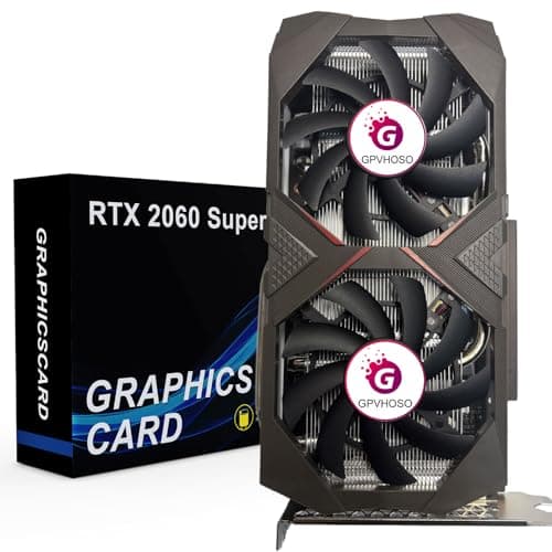 GPVHOSO RTX 2060 Super 8GB Grafikkarte 256Bit GDDR6 Grafikkarte mit Ray Tracing, Dual Fans, PCI Express x 16 3.0 HDMI Display Port DVI, Unterstützt bis zu 8K für Creative Work PC Gaming Office Bild 2