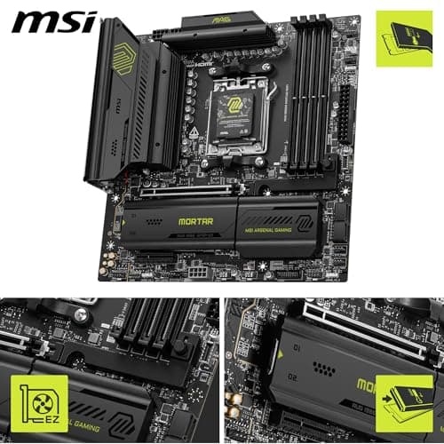 MSI MAG B850M Mortar WiFi Mainboard, mATX - Unterstützt AMD Ryzen 9000/8000 / 7000 Prozessoren, AM5-60A SPS VRM, DDR5 Memory Boost 8200+ MT/s (OC), PCIe 5.0 x16, M.2 Gen5, Wi-Fi 7, 5G LAN Bild 7