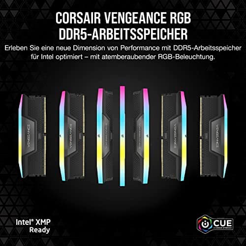CORSAIR Vengeance RGB DDR5 RAM 96GB (2x48GB) Bis zu 6400MHz CL32 Intel XMP 3.0 Desktop-Arbeitsspeicher – Schwarz (CMH96GX5M2B6400C32) Bild 4