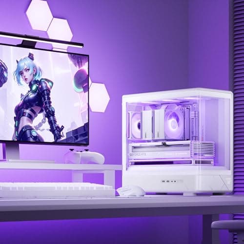 Jonsbo D200 PC-Gehäuse Mini-Tower mATX mit Tempered Glass, Display an der Front, Platz für 7 Lüfter und 240 mm Radiator – weiß Bild 4
