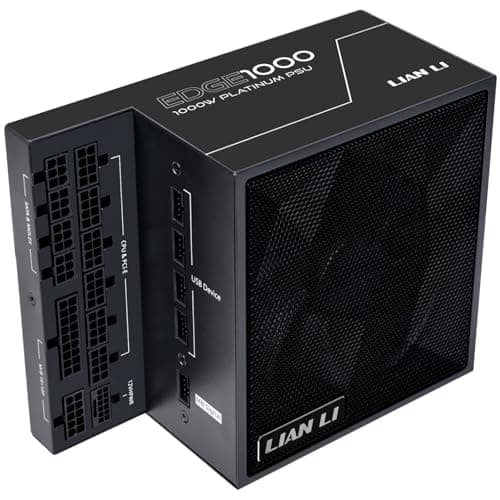 Lian Li Edge EG1000 PC Netzteil, 1000 Watt, PCIe 5.1, ATX 3.0 PSU | ATX 3.1, 80 Plus Platinum, modular, mit Sleeved Cable Kit, 12VHPWR für NVIDIA RTX, leiser Lüfter, integrierter USB Hub - Schwarz 1000W Black Bild 2